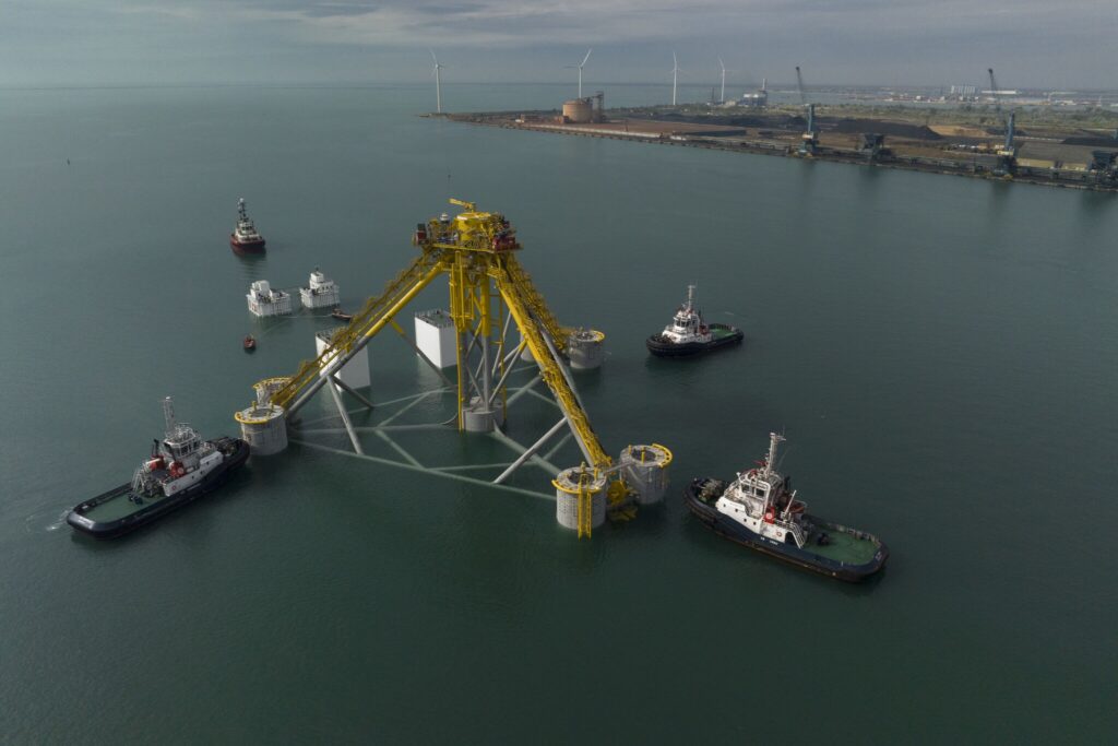 Picture of a floating wind platform in the Atlantic