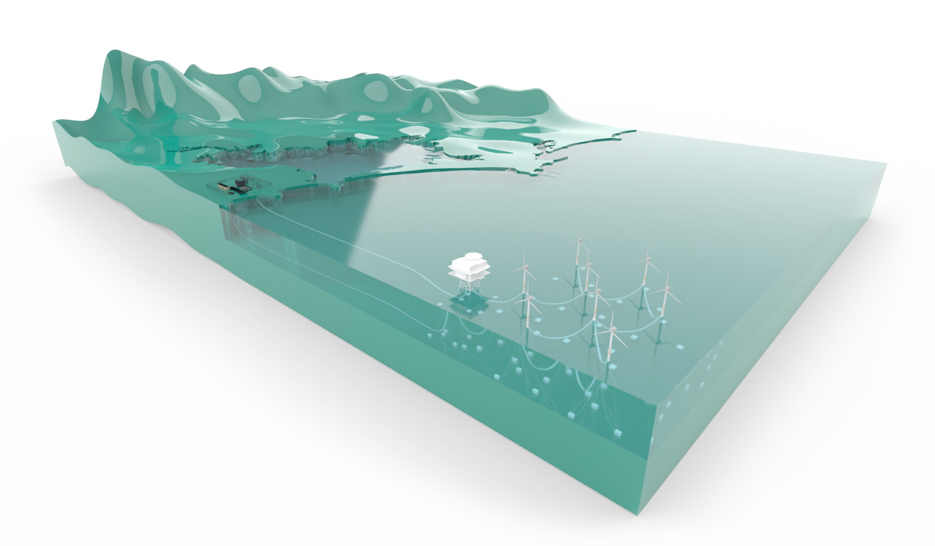 rendering for possible floating wind turbines in New South Wales
