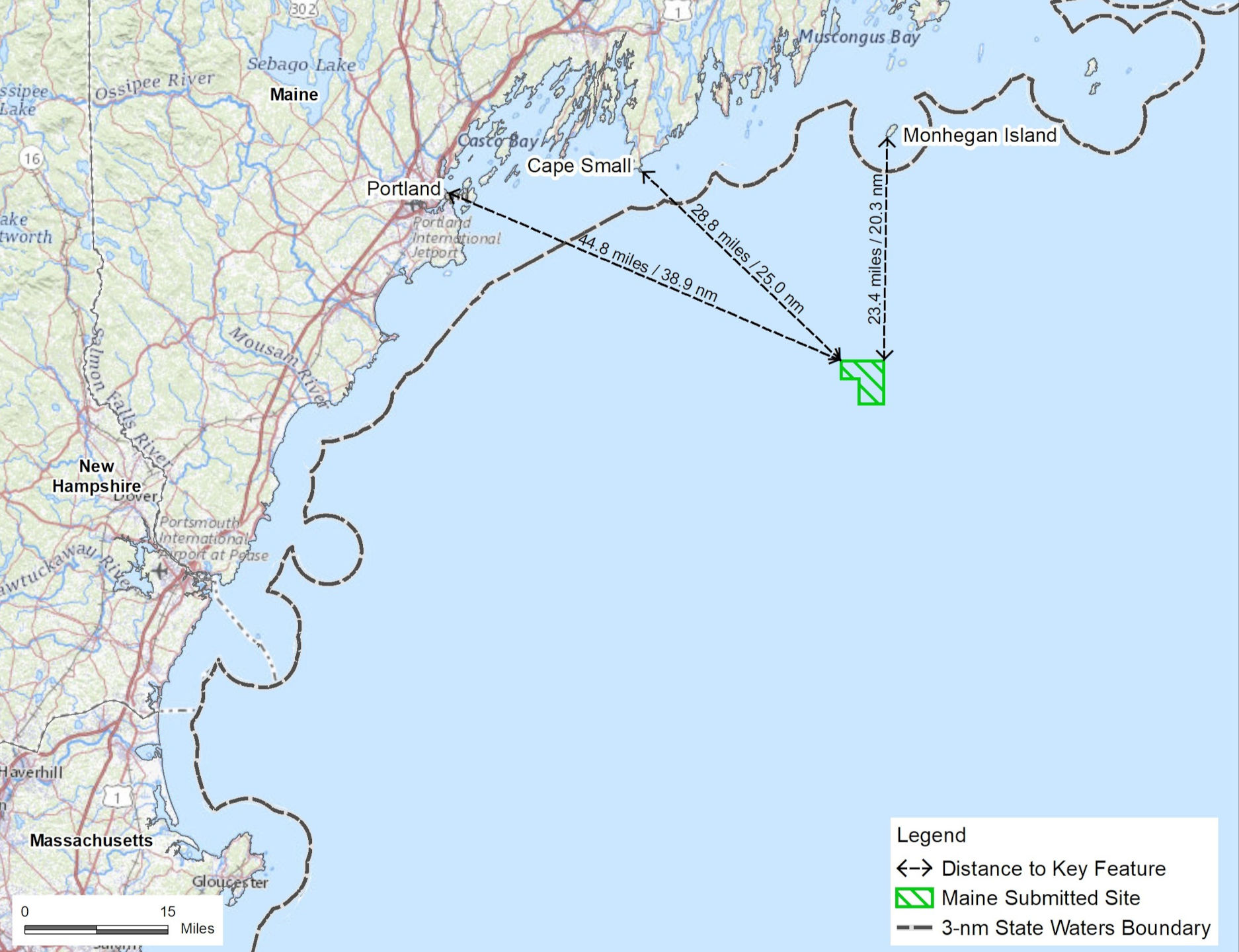 Map by the Bureau of Ocean Energy Management showing the placement of the Maine Floating Wind Research Array