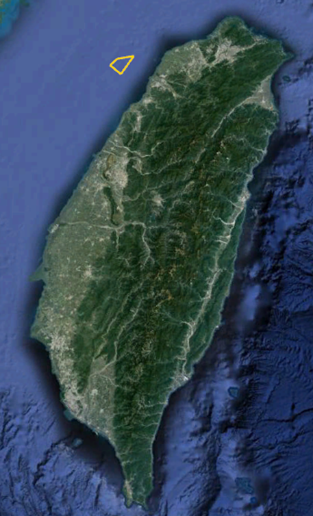 Map of Taiwan showing the locating where the Winds of September project is to be built, off north-western Taiwan