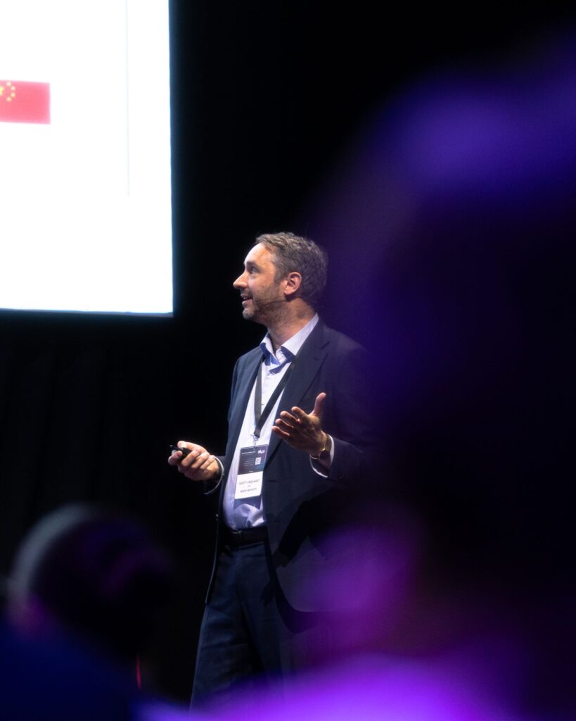 Aegir Insights' CEO & Co-Founder Scott Urquhart presenting at the Wind Finland Offshore conference in Helsinki.