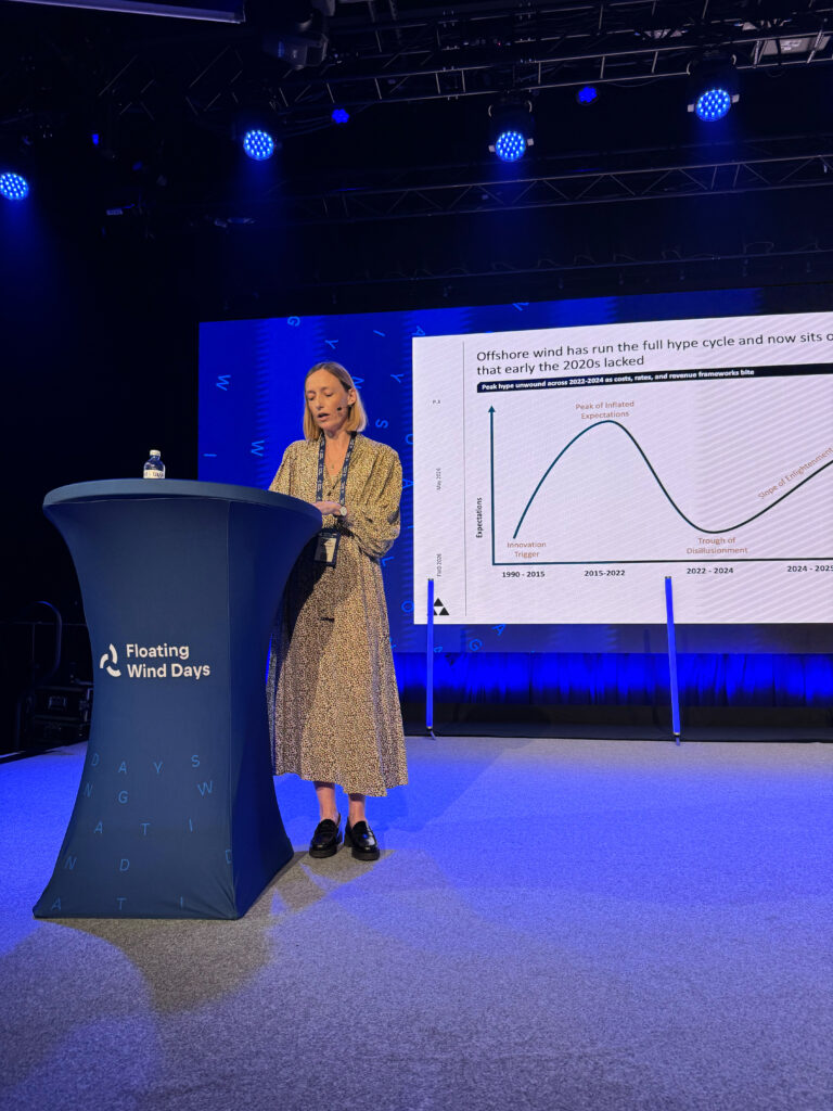 Rikke Winther Nørgaard presenting at the Floating Wind Days 2026 in Haugesund, Norway.